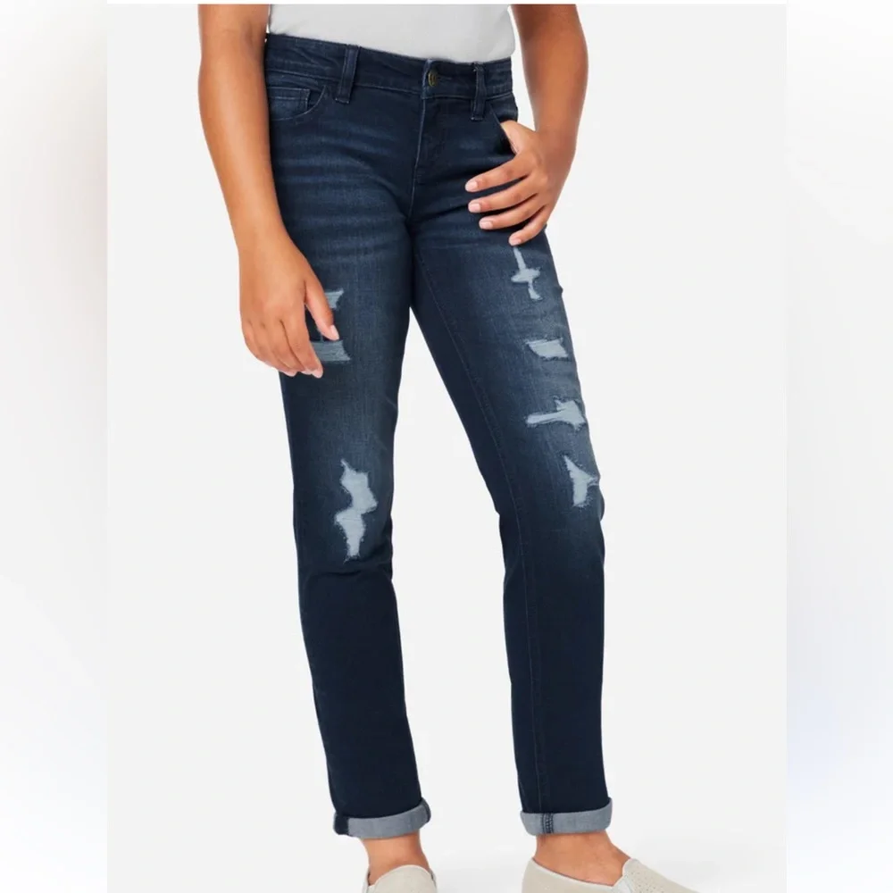 New! JUSTICE•destructed girlfriend crop jeans O.